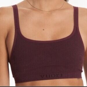 Vuori Ribbed Sports Bra in Deep Plum